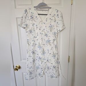 Floral White and Blue Dress